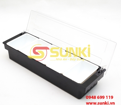 Hộp gia vị chữ nhật nhựa 5 ô