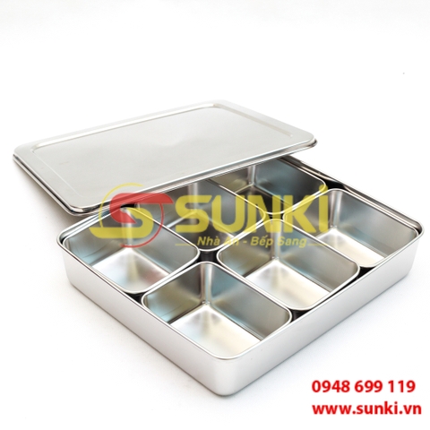 Hộp gia vị vuông inox 6 ô
