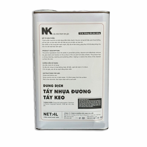 Dung Dịch Tẩy Nhựa Đường, Tẩy Keo NK - Can 4L - Asphalt Remover