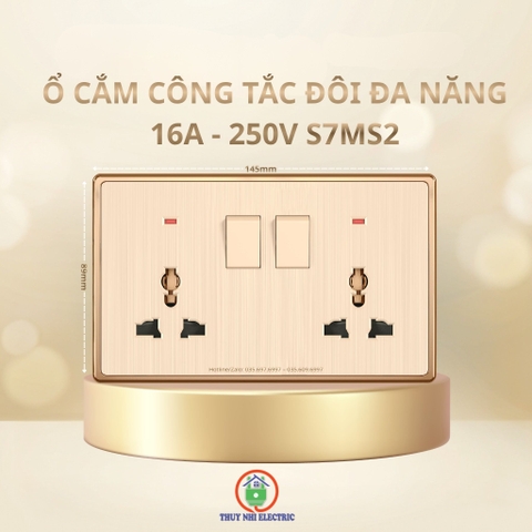 Mặt 2 Ổ Cắm Đa Năng + 2 Công Tắc S7MS2 16A MPE