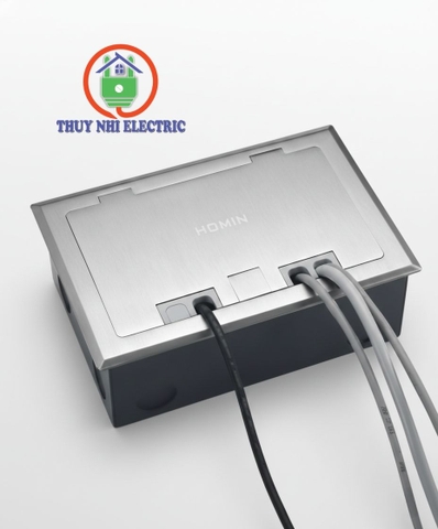 Hộp Ổ Cắm Điện Âm Sàn Inox Homin HM-ASGD2-IB (Màu Bạc)