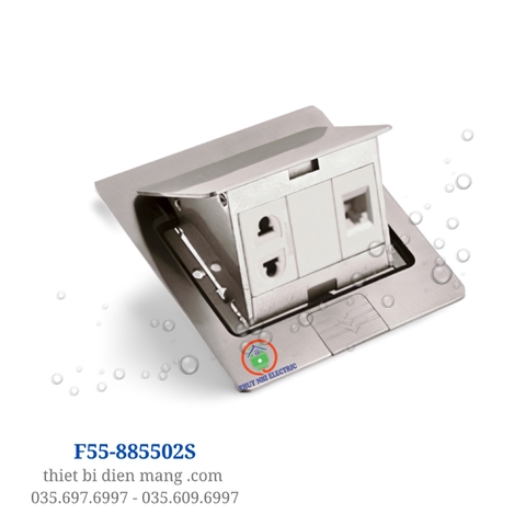 Bộ Ổ Cắm Âm Sàn 2 Chấu + Hạt Mạng DoBo F55-885502S