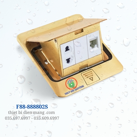 Bộ Ổ Cắm Âm Sàn Chống Nước DoBo F88-888802S Vàng Gold