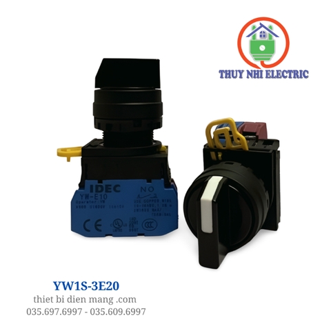 Công Tắc Xoay IDEC YW1S-3E20: 3 Vị Trí, IP65, Chịu Tải 10A