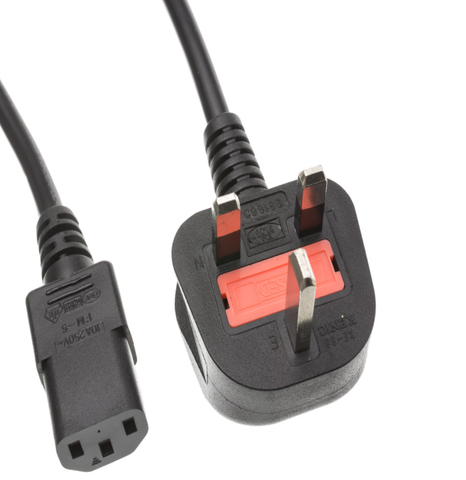 Dây nguồn 3 chân C13 chuẩn UK Lõi 3x 0.75mm2 1M8 có cầu chì bảo vệ