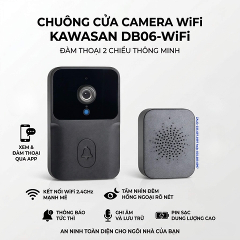 Chuông Cửa Camera Có WiFi Kawasan DB06