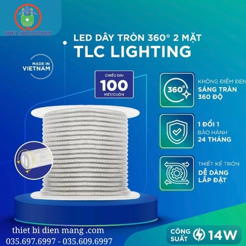 Đèn LED Dây Tròn Sáng 360 Độ TLC – Đơn Sắc