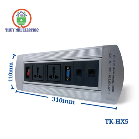 Hộp Ổ Cắm Điện Âm Bàn Tenko Xoay 180 Độ TK-HX5