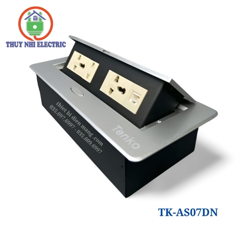 Hộp Ổ Cắm Điện + Mạng LAN Âm Bàn TENKO TK-AS07DN Màu Bạc