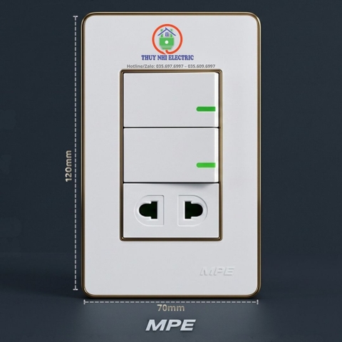 Công Tắc Ổ Cắm Đơn Viền Vàng A60B11U2GV MPE