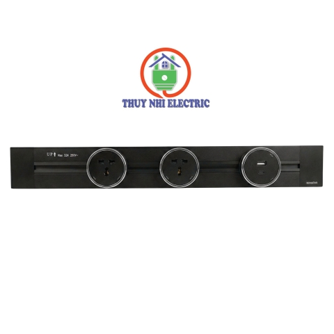 Thanh Ray Ổ Điện Âm Tường Novalink KZ02-04B (Dài 60CM-Đen)