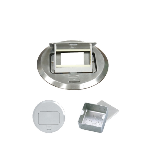 Ổ cắm âm sàn kiểu dáng tròn màu bạc MPE FCA-60