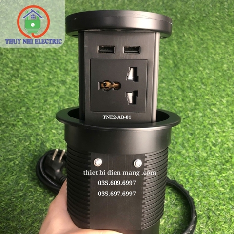Ổ Cắm Điện Âm Bàn Trụ tích hợp sạc không dây - TNE2-AB-01