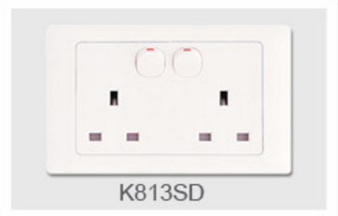 ổ cắm đôi có công tắc chuẩn anh T&J K813SD