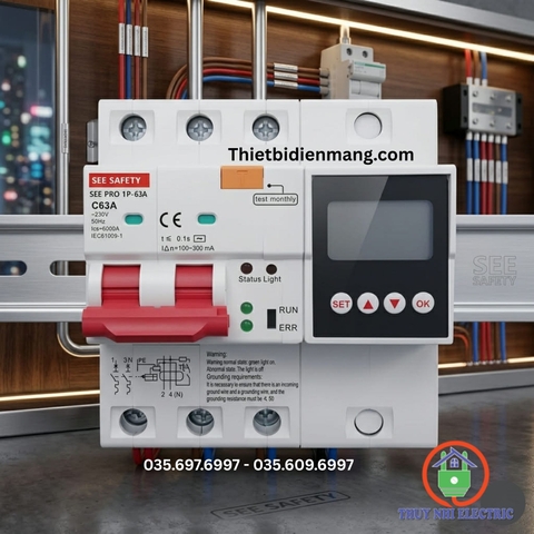 Aptomat Chống Giật Điện SEE PRO 1P-63A Có Màn Hình LCD