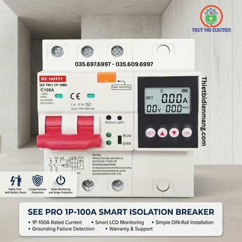 Aptomat Chống Giật Điện 1P-100A SEE PRO Màn Hình LCD