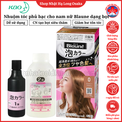 NHUỘM TÓC PHỦ BẠC CHO NAM NỮ KAO BLAUNE DẠNG BỌT ĐỦ MÀU