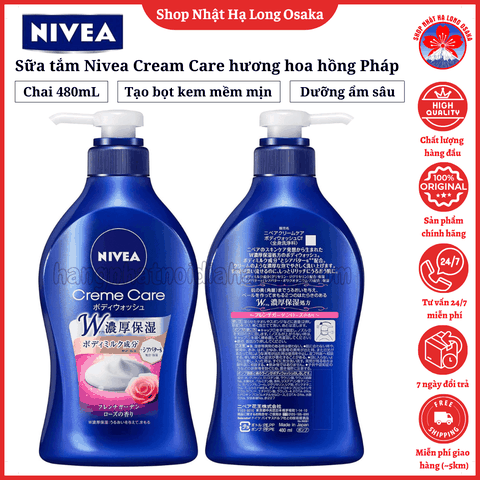 SỮA TẮM NIVEA CREAM CARE HƯƠNG HOA HỒNG PHÁP 480ML - 4901301307248