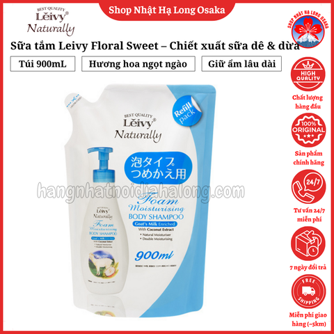 SỮA TẮM TẠO BỌT LEIVY FLORAL SWEET – CHIẾT XUẤT SỮA DÊ & DỪA TỰ NHIÊN – DƯỠNG ẨM SÂU, HƯƠNG HOA NGỌT NGÀO TÚI REFILL 900ML - 4582194815784