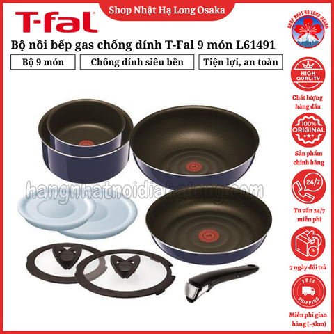BỘ NỒI BẾP GAS CHỐNG DÍNH T-FAL 9 MÓN L61491 - 3168430243163