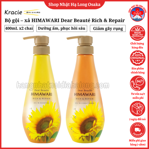 BỘ GỘI - XẢ KRACIE HIMAWARI RICH & REPAIR DƯỠNG SÂU VÀ PHỤC HỒI TÓC - 4901417788245