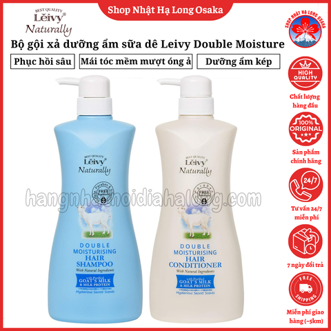 BỘ GỘI - XẢ DƯỠNG ẨM CHIẾT XUẤT TỪ SỮA DÊ LEIVY DOUBLE MOISTURE 750ML x 2 CHAI