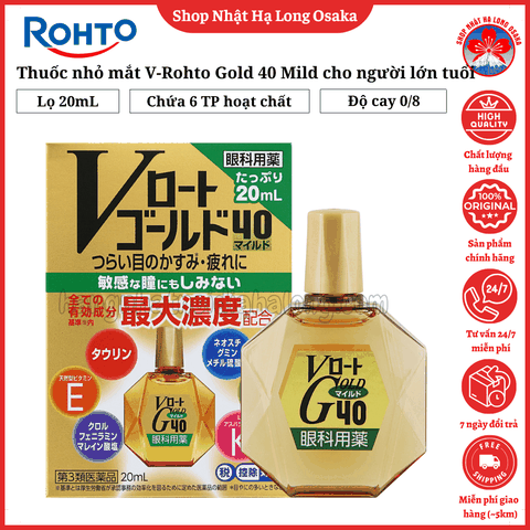 THUỐC NHỎ MẮT V-ROHTO GOLD 40 MILD KHÔNG CAY DÀNH CHO NGƯỜI TRUNG NIÊN VÀ CAO TUỔI 20ML - 4987241195732