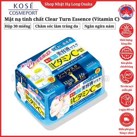 MẶT NẠ DƯỠNG TRẮNG KOSE CLEAR TURN ESSENCE (VITAMIN C) HỘP 30 MIẾNG - 4971710319361