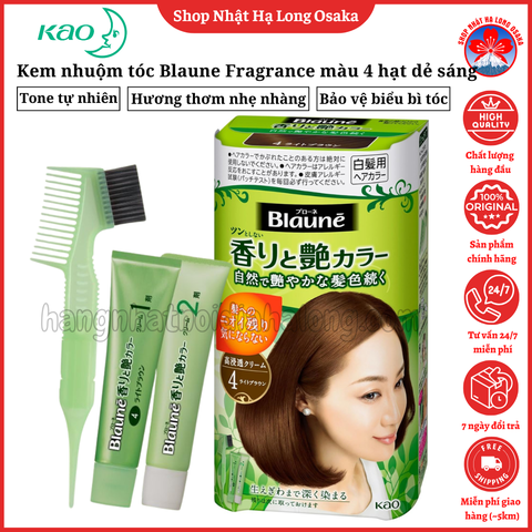 KEM NHUỘM TÓC KAO BLAUNE FRAGRANCE & GLOSS COLOR CREAM MÀU 4 NÂU HẠT DẺ SÁNG - 4901301283696