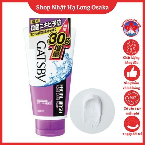 SỮA RỬA MẶT TRỊ MỤN GATSBY ACNE CARE FOAM CHO NAM 160G - 4902806498349