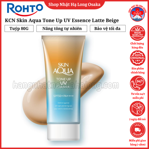 KEM CHỐNG NẮNG SKIN AQUA TONE UP UV ESSENCE LATTE BEIGE TUÝP 80G - 4987241173648