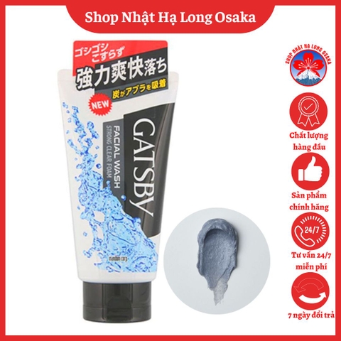 SỮA RỬA MẶT THAN HOẠT TÍNH GATSBY STRONG CLEAR FOAM CHO NAM 130G - 4902806102048