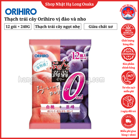 THẠCH TRÁI CÂY ORIHIRO VỊ ĐÀO VÀ NHO GÓI 216G - 4571157258249