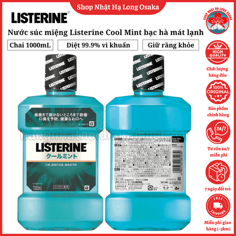 NƯỚC SÚC MIỆNG LISTERINE COOL MINT BẠC HÀ MÁT LẠNH CHAI 1000ML - 4901730081030