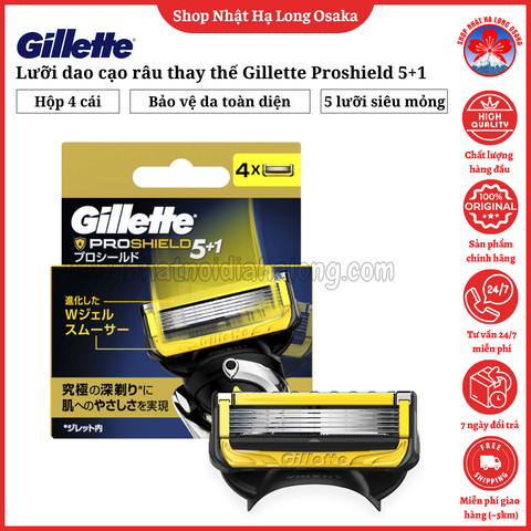 LƯỠI DAO CẠO RÂU THAY THẾ GILLETTE PROSHIELD 5+1 HỘP 4 LƯỠI - 4987176032713