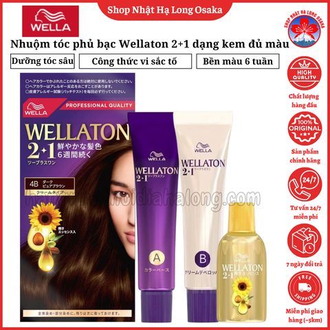 NHUỘM TÓC PHỦ BẠC CHO NỮ WELLATON 2+1 DẠNG KEM ĐỦ MÀU