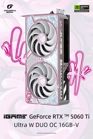 VGA Colorful iGame GeForce RTX 5060Ti Ultra W DUO OC 16GB-V - (Màu Trắng ) (2 Fan)