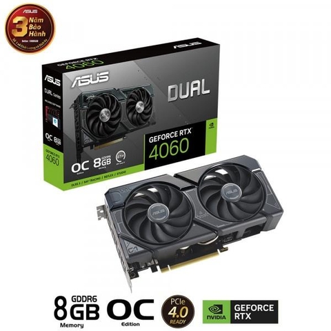 VGA Asus Dual GeForce RTX 4060 EVO OC Edition 8GB GDDR6 (DUAL-RTX4060-O8G-EVO)