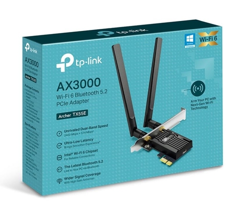 Card mạng TP Link Archer TX55E AX3000 Wi-Fi 6 Bluetooth 5.2 PCIe Adapter