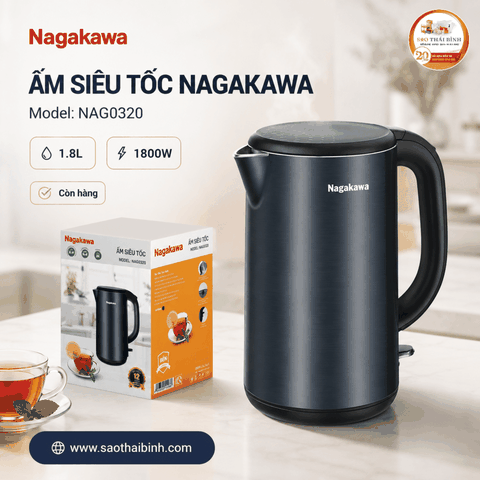 Ấm siêu tốc Nagakawa NAG0320 1.8L công suất 1800W