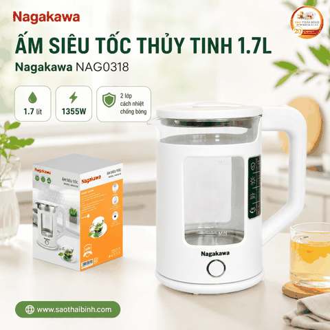 Ấm siêu tốc thủy tinh Nagakawa NAG0318 1.7L