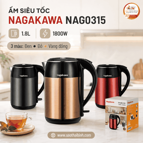 Ấm siêu tốc Nagakawa NAG0315 1.8L công suất 1800W