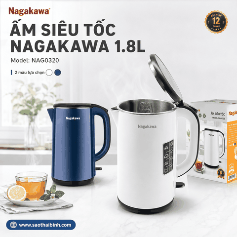 Ấm siêu tốc Nagakawa NAG0321 1.8L công suất 1800W
