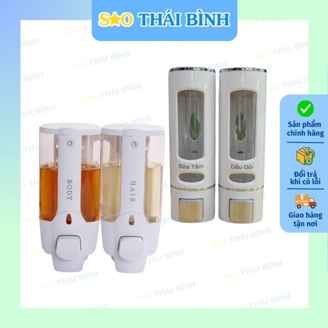 Bình đựng dầu gội sữa tắm NHỰA GẮN TƯỜNG kép - Kèm vít