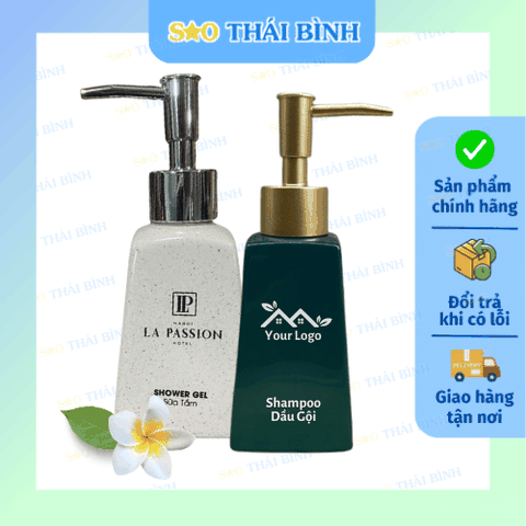 Bình GỐM đựng dầu gội sữa tắm - Dáng Tháp/Hình Thang