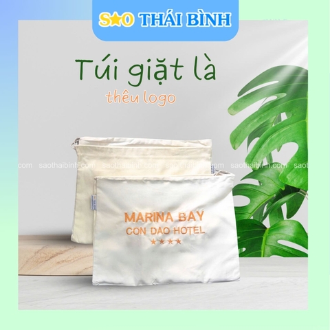 Túi giặt ủi vải mộc thêu logo - Kích thước đa dạng