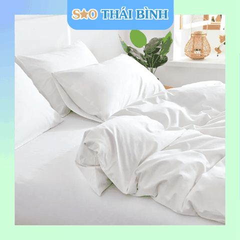 Bộ chăn ga gối đệm cotton TRẮNG T250 cho khách sạn - Giá Tốt Nhất