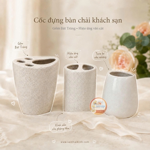 Cốc đựng bàn chải gốm Bát Tràng vân cát - Nhiều dáng
