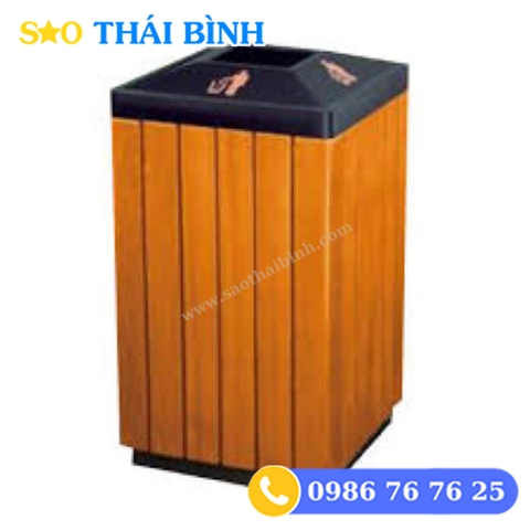 Thùng rác gỗ ngoài trời