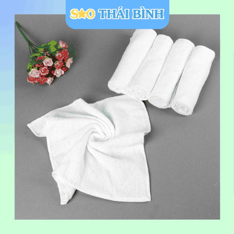 Khăn mặt 34x34cm cotton dùng cho khách sạn - Thêu/Dệt logo